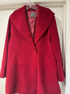 Women's Red Alpaca Swing Coat